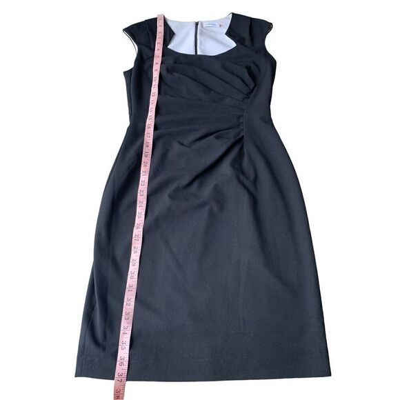 Calvin Klein Side Ruched Cap Sleeve Classic Black Mini Sheath Dress - Picture 9 of 12